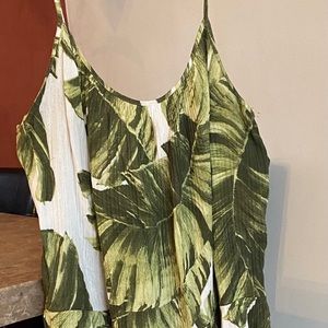 Green Palm Leave Long Maxi Dress